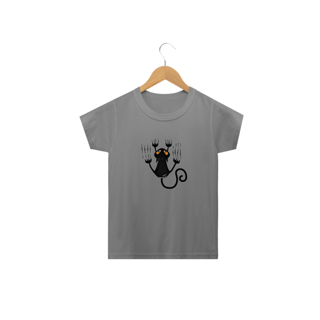 Nome do produto Camiseta Infantil Gato Preto Arranhando