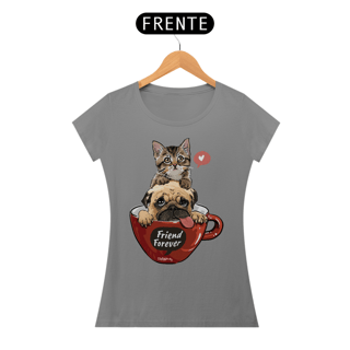 Nome do produto Baby Look Gato e Cachorro - Friend Forever