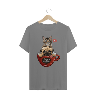 Nome do produto Camiseta Plus Size Gato e Cachorro - Friend Forever