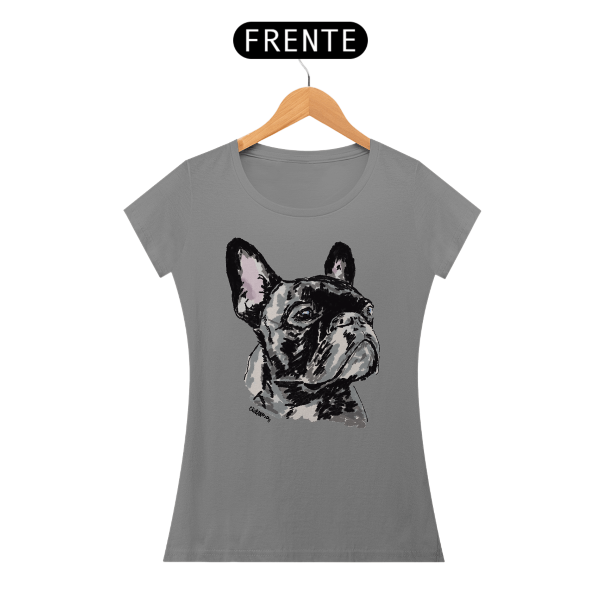 Nome do produto: Baby Look Bulldog Francês Pintura Digital