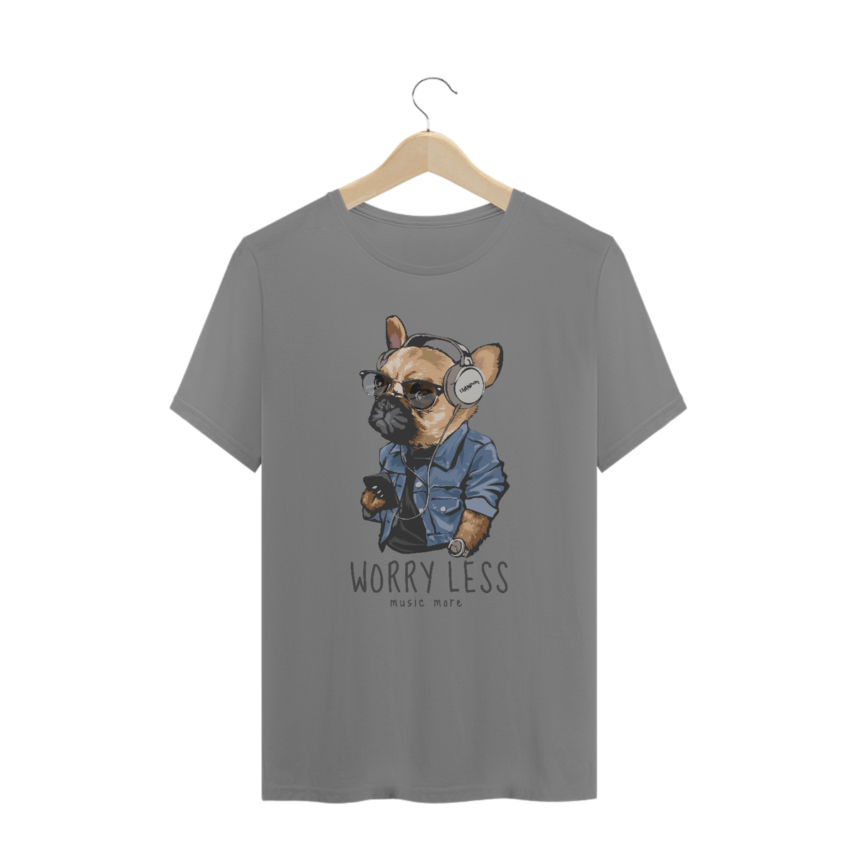Nome do produto: Camiseta Plus Size Cachorro Worry Less - Music More