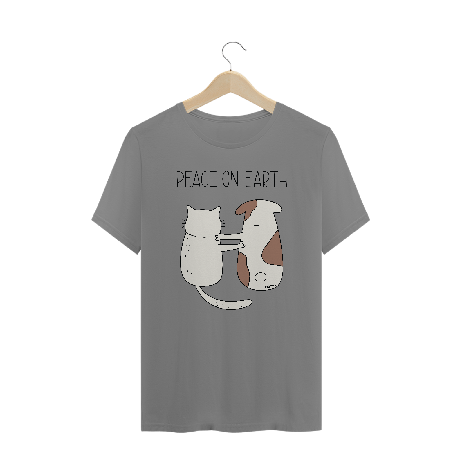 Camiseta Plus Size Cachorro e Gato - Peace on Earth