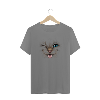 Nome do produto Camiseta Plus Size Gato Piscando