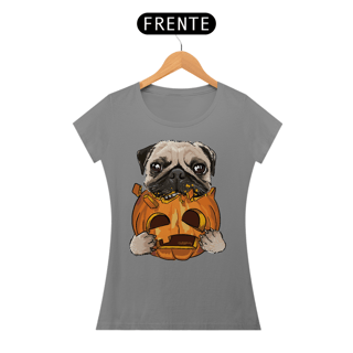 Nome do produto Baby Look Pug Comendo uma Abóbora