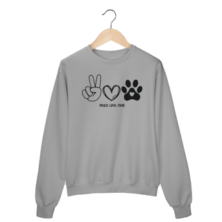 Nome do produto Moletom Blusão Peace, love, dogs