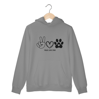 Nome do produto Moletom Canguru Peace, love, dogs