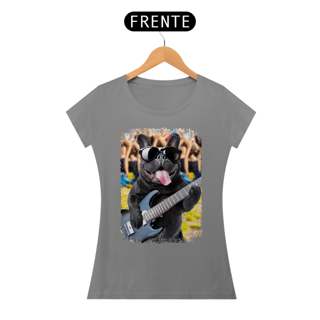 Nome do produto Baby Look Bulldog Francês Tocando Guitarra