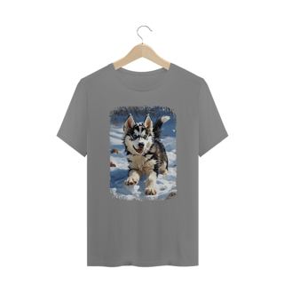 Nome do produto Camiseta Plus Size Husky Siberiano Correndo na Neve