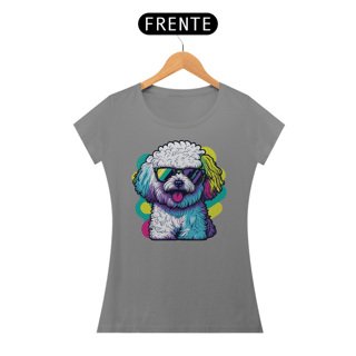 Nome do produto Baby Look Bichon Frisé de Óculos de Sol