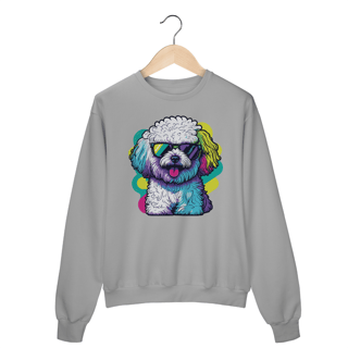 Nome do produto Moletom Blusão Bichon Frisé de Óculos de Sol