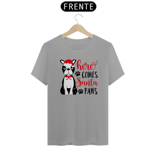 Nome do produto Camiseta Natal - Here Comes Santa Paws