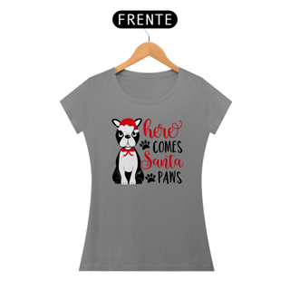Nome do produto Baby Look Natal - Here Comes Santa Paws