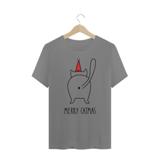 Nome do produto Camiseta Plus Size Gato Natal - Merry Catmas