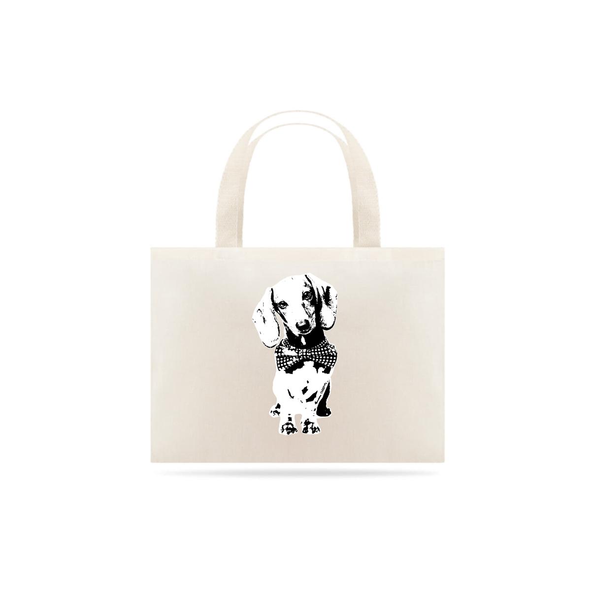 Nome do produto: Ecobag Dachshund de Gravatinha em Preto e Branco