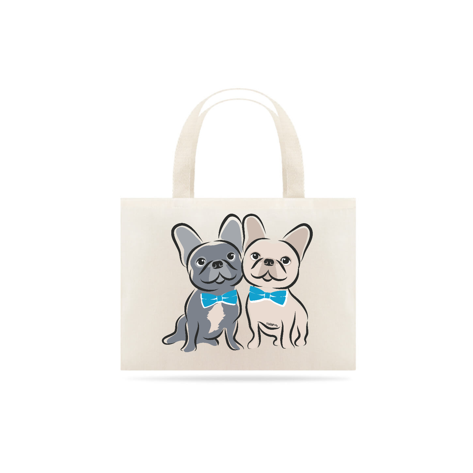 Ecobag Bulldog Francês Casal de Gravatinha