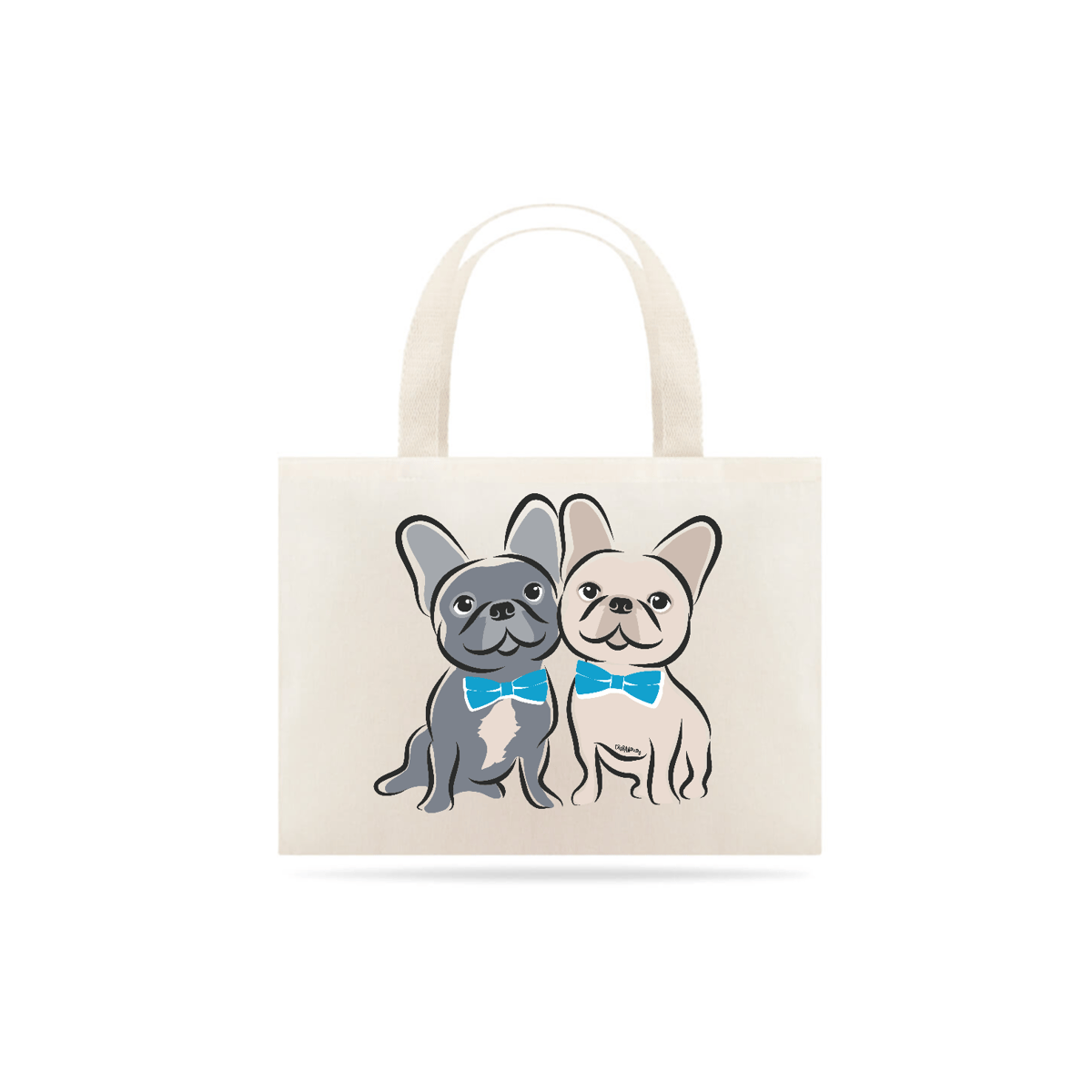 Nome do produto: Ecobag Bulldog Francês Casal de Gravatinha