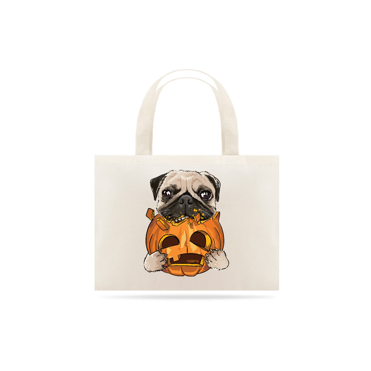 Nome do produto: Ecobag Pug Comendo uma Abóbora