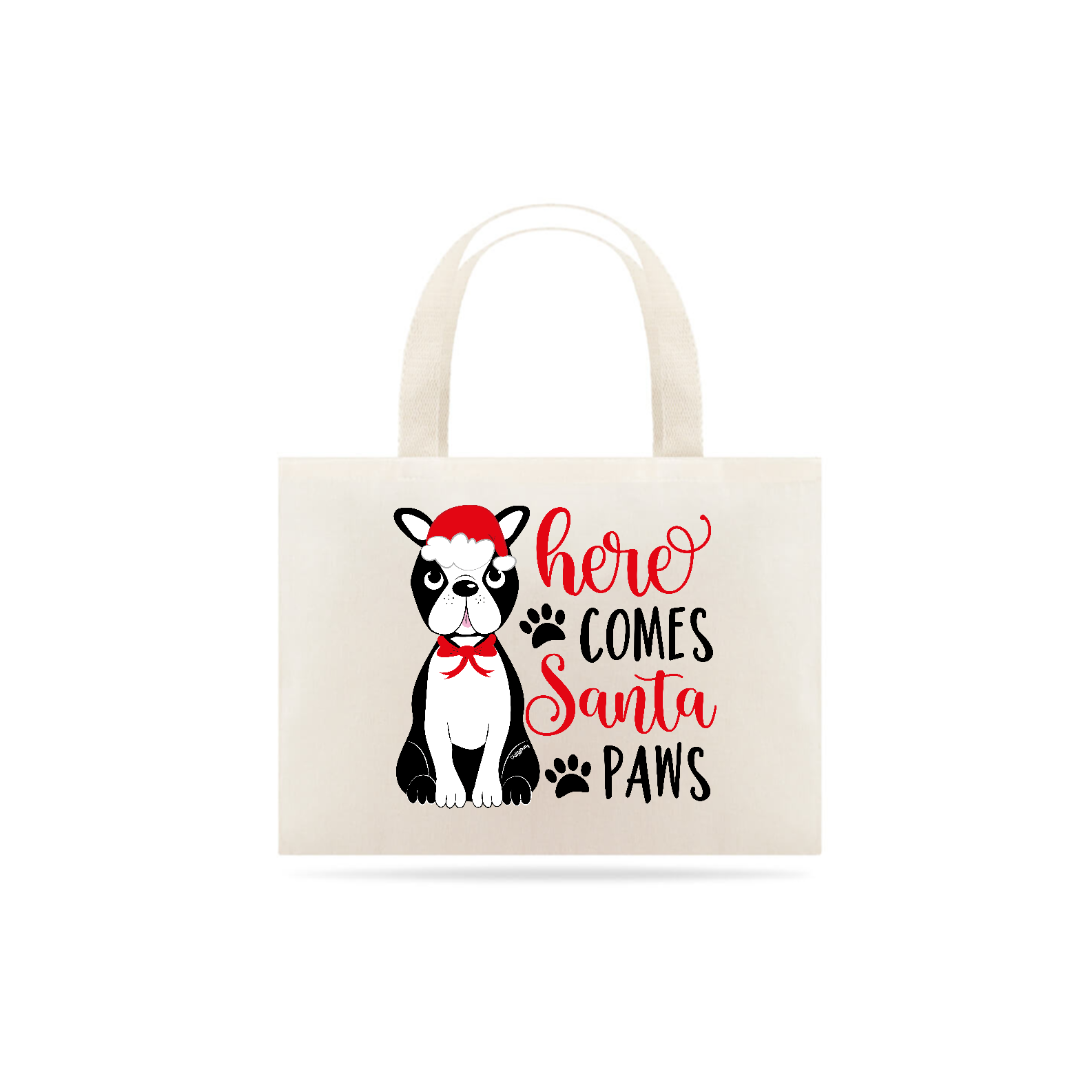 Ecobag Natal - Here Comes Santa Paws