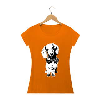 Nome do produto Baby Look Dachshund de Gravatinha em Preto e Branco