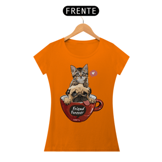 Nome do produto Baby Look Gato e Cachorro - Friend Forever