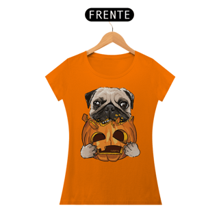 Nome do produto Baby Look Pug Comendo uma Abóbora