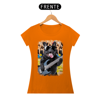 Nome do produto Baby Look Bulldog Francês Tocando Guitarra