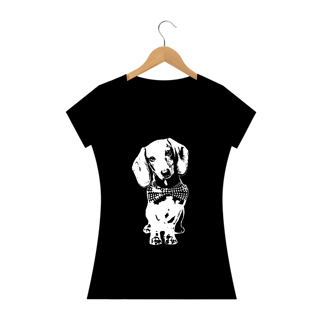 Nome do produto Baby Look Dachshund de Gravatinha em Preto e Branco