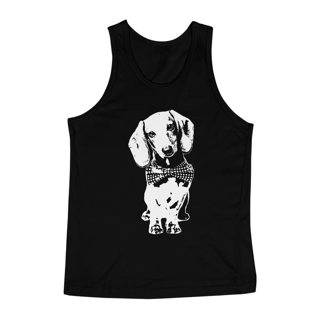 Nome do produto Regata Dachshund de Gravatinha em Preto e Branco