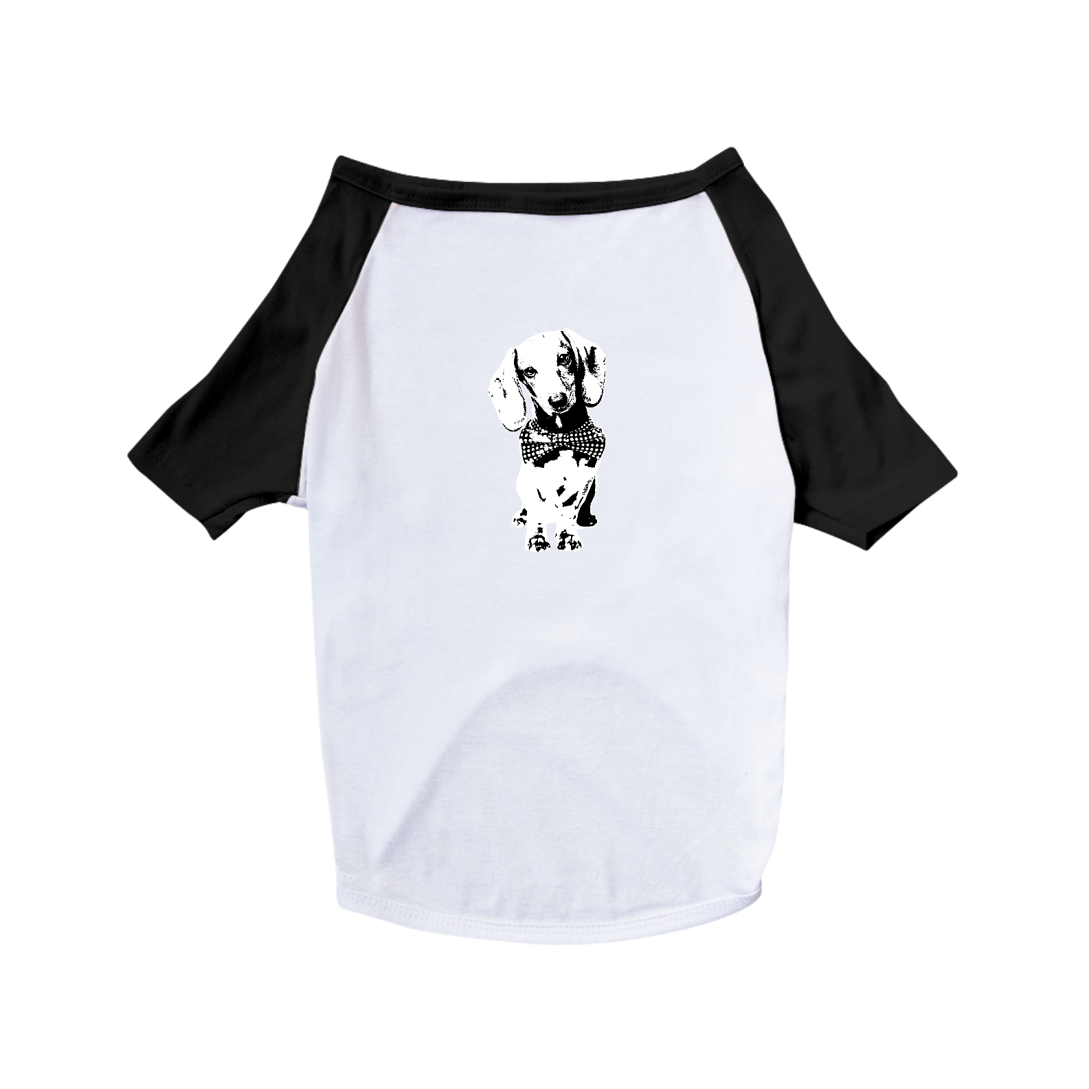 Camiseta para Cachorro - Dachshund de Gravatinha em Preto e Branco