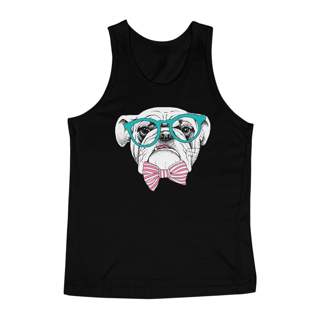 Nome do produto Regata Bulldog Inglês de Óculos e Gravatinha