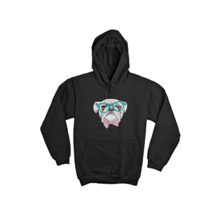 Nome do produto Moletom Canguru Bulldog Inglês de Óculos e Gravatinha