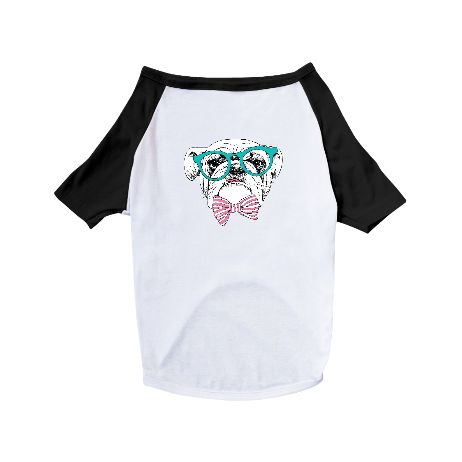 Camiseta para Cachorro - Bulldog Inglês de Óculos e Gravatinha