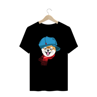 Nome do produto Camiseta Plus Size Spitz Alemão de Boina e Cachecol
