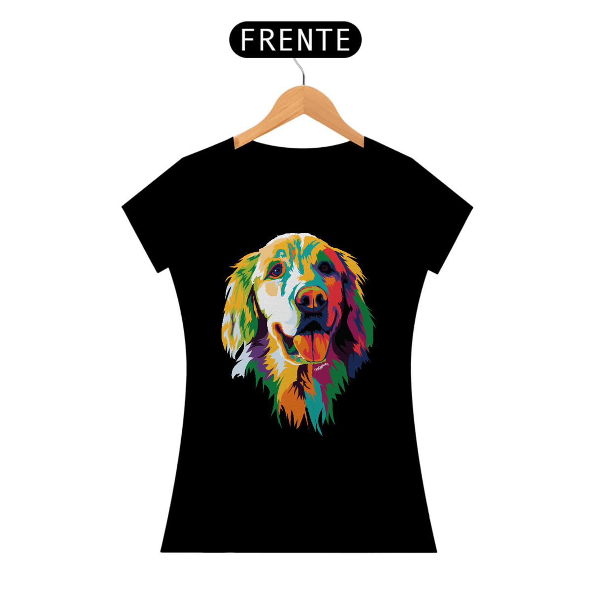 Nome do produto: Baby Look Golden Retriever Ilustração Cores
