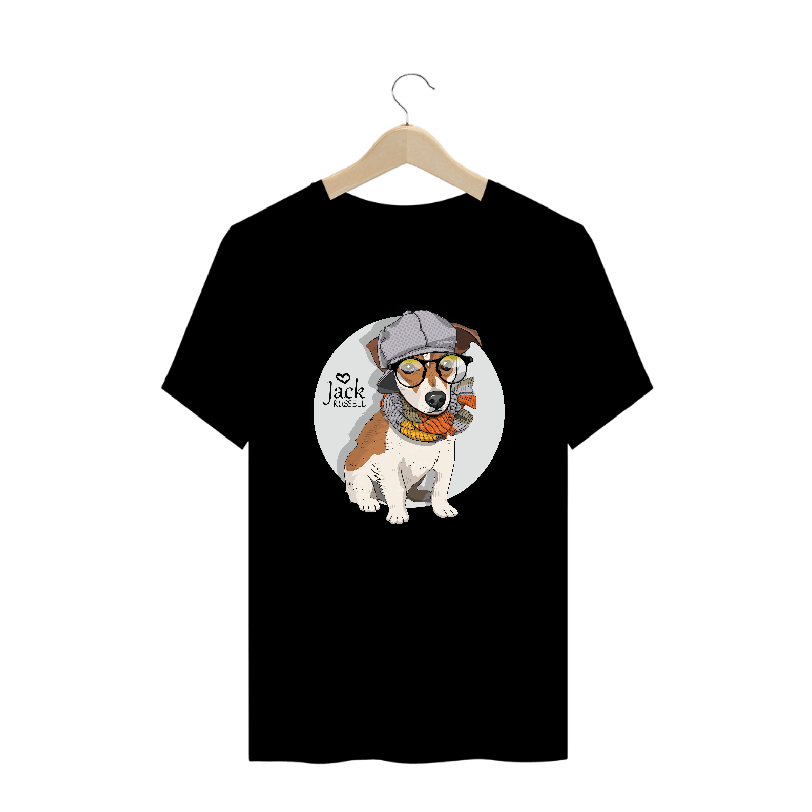 Camiseta Plus Size Jack Russell de Óculos e Cachecol