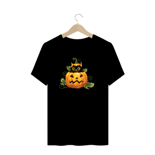 Camiseta Plus Size Gato Preto Halloween