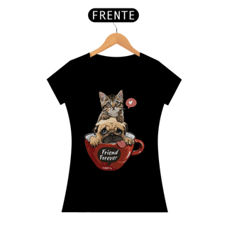 Nome do produto Baby Look Gato e Cachorro - Friend Forever