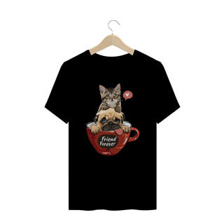 Nome do produto Camiseta Plus Size Gato e Cachorro - Friend Forever