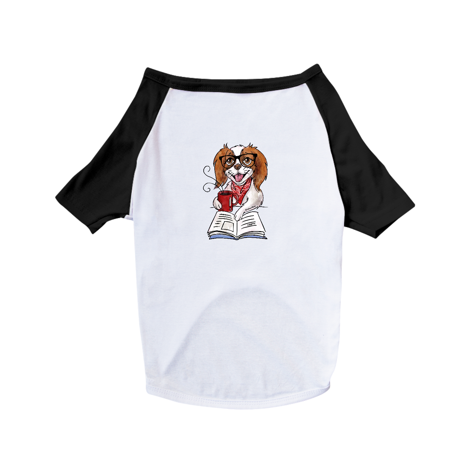 Camiseta para Cachorro - Cachorro, Café e Talvez 1 Livro - Books and Dogs