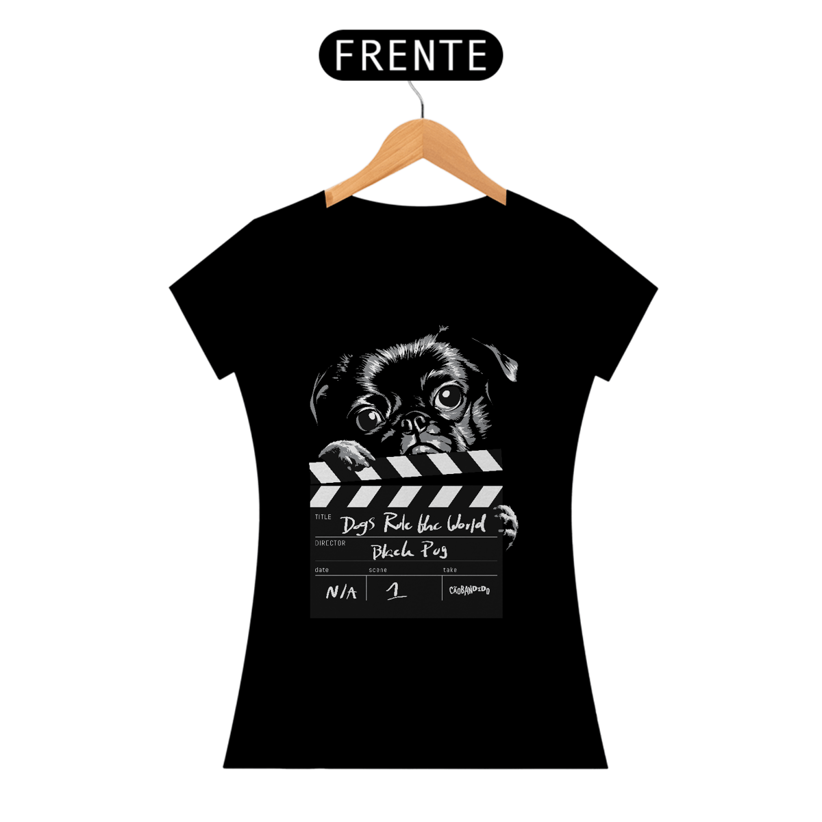 Nome do produto: Baby Look Black Pug - Dogs Rule The World