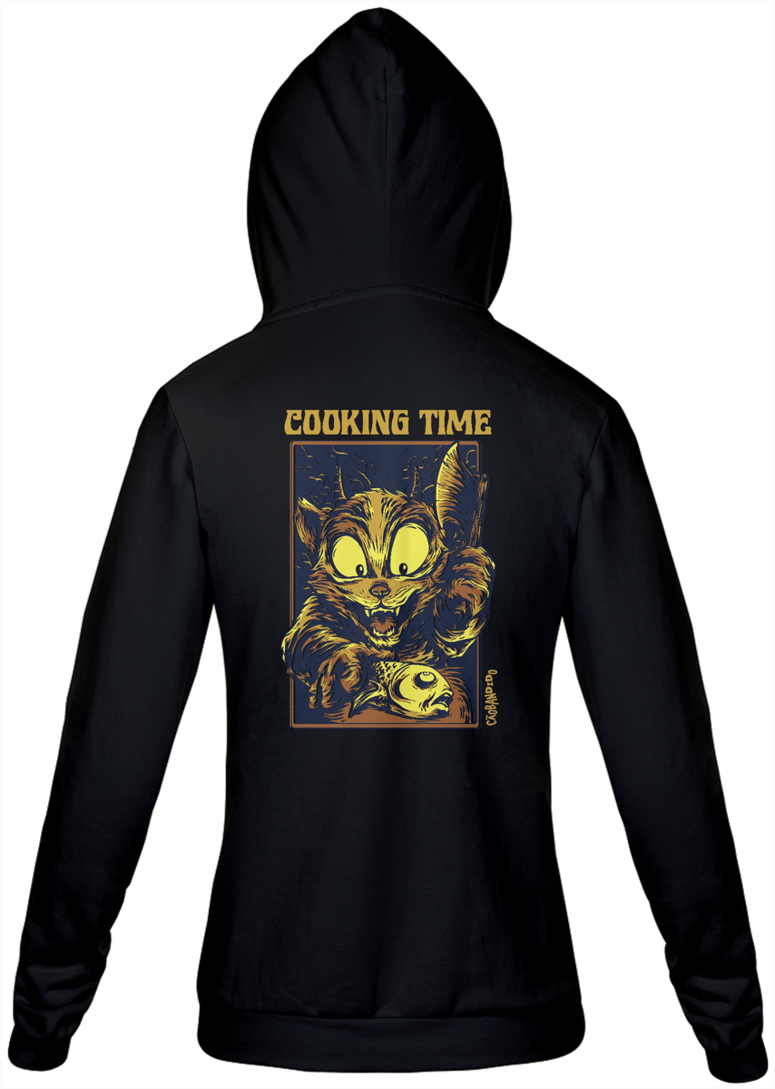 Nome do produto: Moletom com Zíper e Capuz - Gato Cooking Time