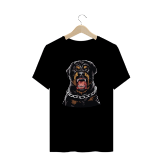 Nome do produto Camiseta Plus Size Rottweiler com Cara de Bravo