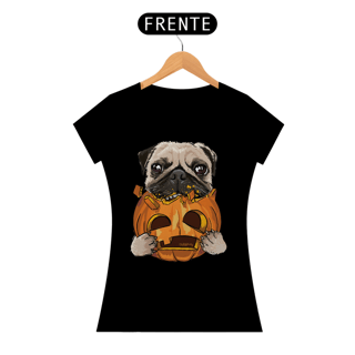 Nome do produto Baby Look Pug Comendo uma Abóbora