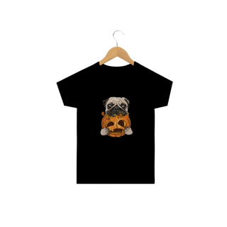 Nome do produto Camiseta Infantil Pug Comendo uma Abóbora