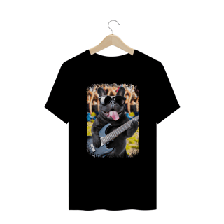 Nome do produto Camiseta Plus Size Bulldog Francês Tocando Guitarra