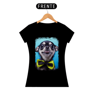Nome do produto Baby Look Chihuahua Preto de Gravatinha