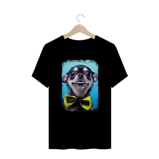 Nome do produto Camiseta Plus Size Chihuahua Preto de Gravatinha