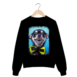 Nome do produto Moletom Blusão Chihuahua Preto de Gravatinha