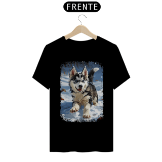 Nome do produto Camiseta Husky Siberiano Correndo na Neve