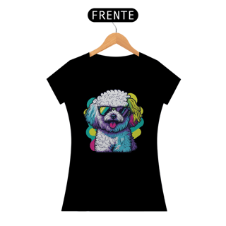 Nome do produto Baby Look Bichon Frisé de Óculos de Sol